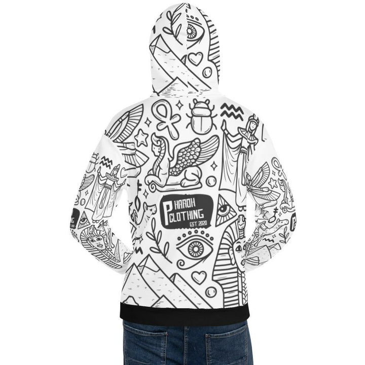 Pharoh Clothing Egyptian All Over Pattern Print MensUnisex Hoodie - Pharoh Athletics